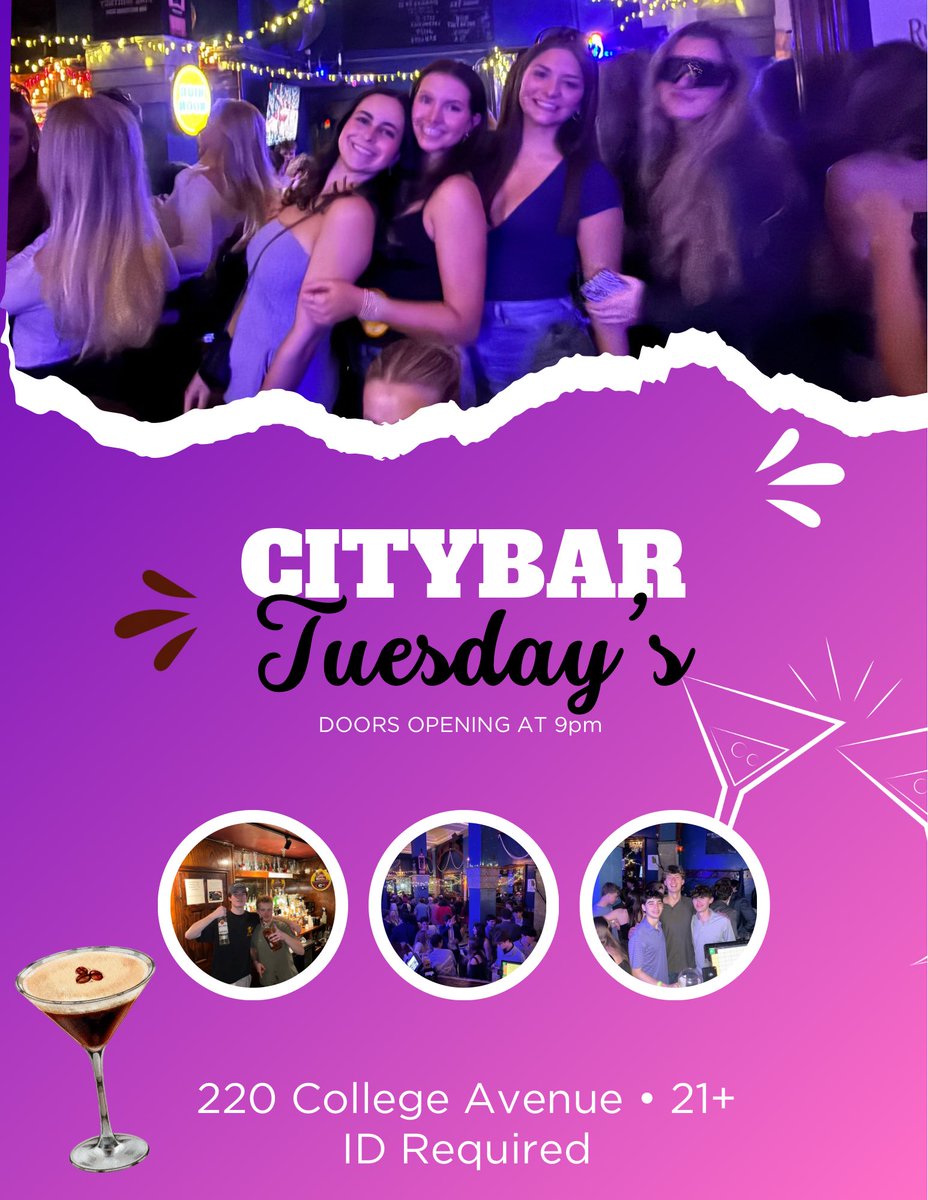 Say less 😈🔥

NEW SEMESTER
NEW PROBLEMS
SAME CITY BAR

🚪 DOORS OPEN AT 9PM 🚪

☕🔥 ESPRESSO MARTINI SPECIALS
⚡⚡ DOUBLE ESPRESSOS
🍹😮‍💨 MARGARONA’S ALL NIGHT

🔊 TURN UP
🥂 DRINK UP
📚 WORRY ABOUT CLASS TOMORROW

SEE YOU AT CITY BAR 🍾