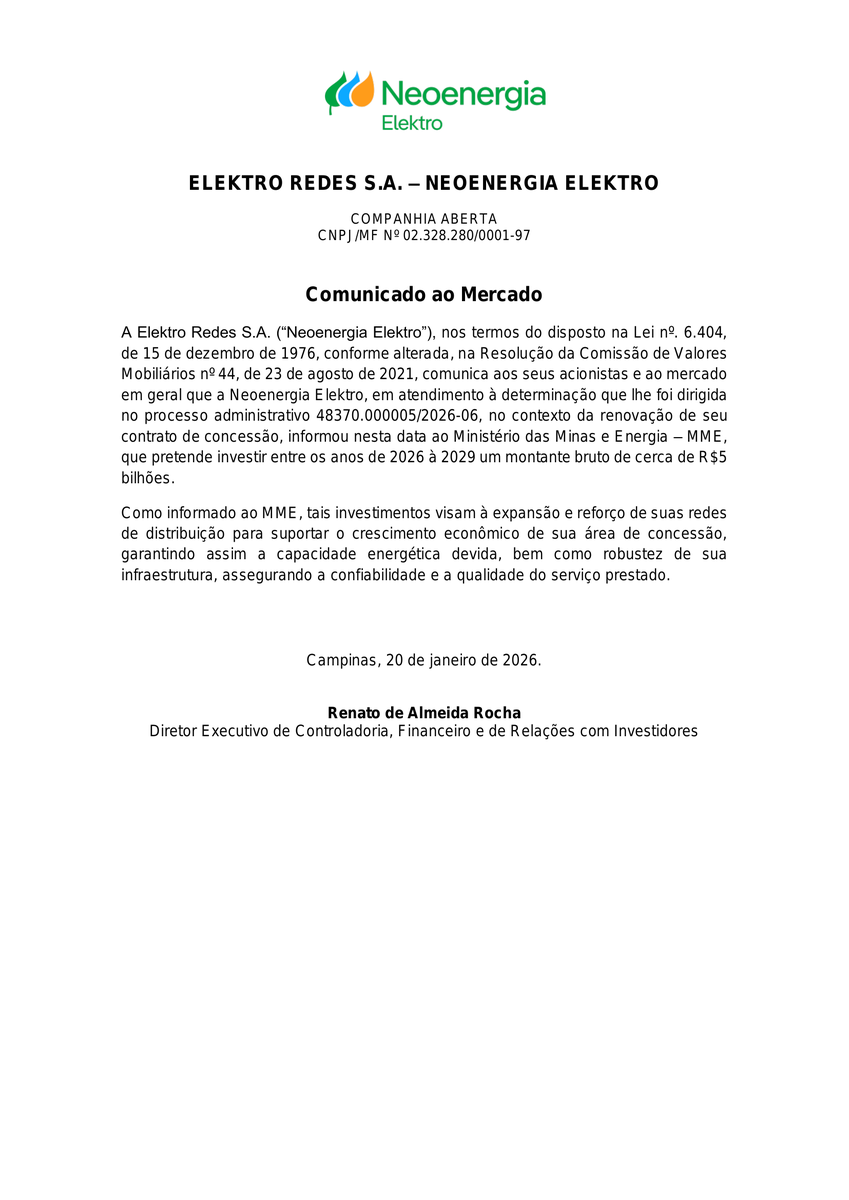 CalixtoCapital's tweet photo. #EKTR4 | ELEKTRO | Comunicado ao Mercado https://t.co/zNRM1EhYiW