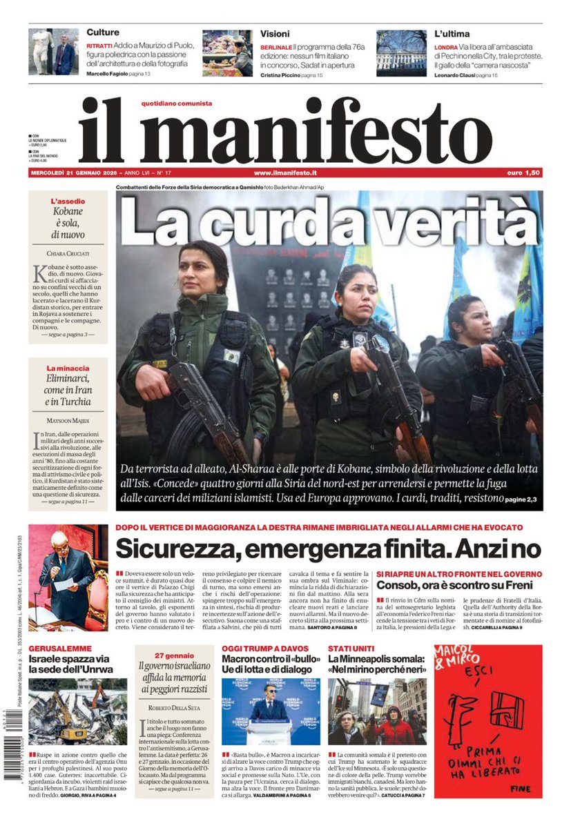 Da terrorista ad alleato, Al-Sharaa è alle porte di Kobane, simbolo della lotta all’Isis. «Concede» quattro giorni alla Siria del nord-est per arrendersi e permette la fuga dalle carceri dei miliziani islamisti. Usa ed Europa approvano. I curdi, traditi, resistono
#21gennaio