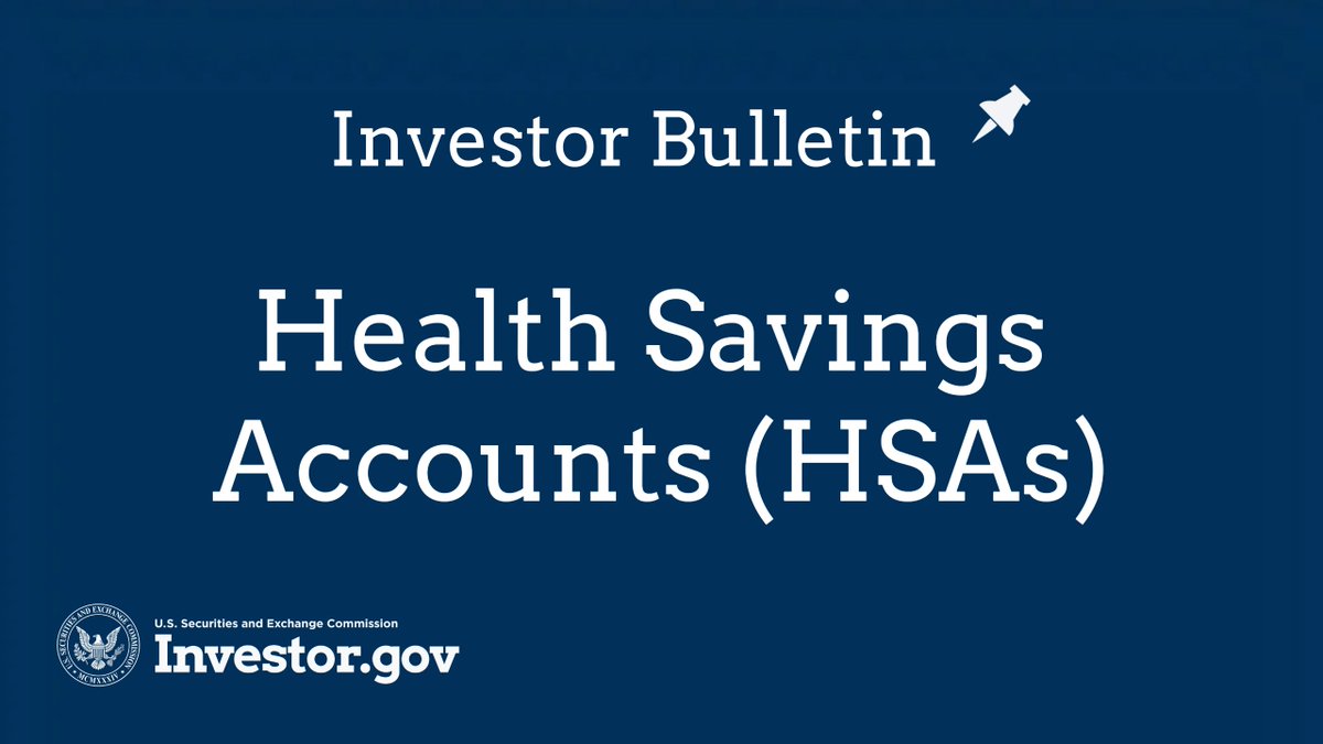 SECGov's tweet image. A health savings account (HSA) is a tax-advantaged savings account you can use to pay for qualified medical expenses. Some HSAs allow you to invest some or all of your HSA money.
 
Learn more in our Investor Bulletin:  
investor.gov/introduction-i…