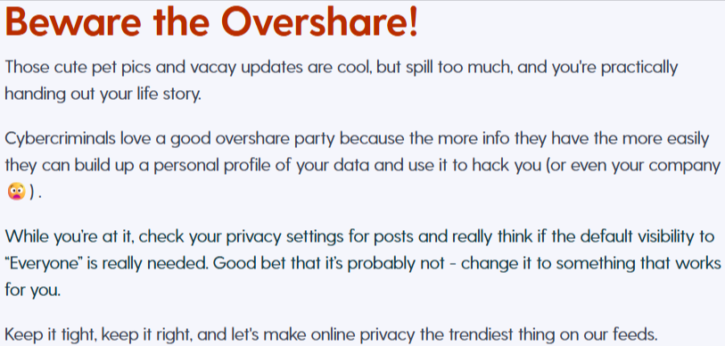 Curate_Educate's tweet photo. ICYMI, Jan. 26–30 is #DataPrivacyWeek. Check out this short post re: oversharing from @wizertraining!

#AppSecurity #MobileSafety #OnlinePrivacy #OnlineSafety #StayWizer https://t.co/B55icLRp8I