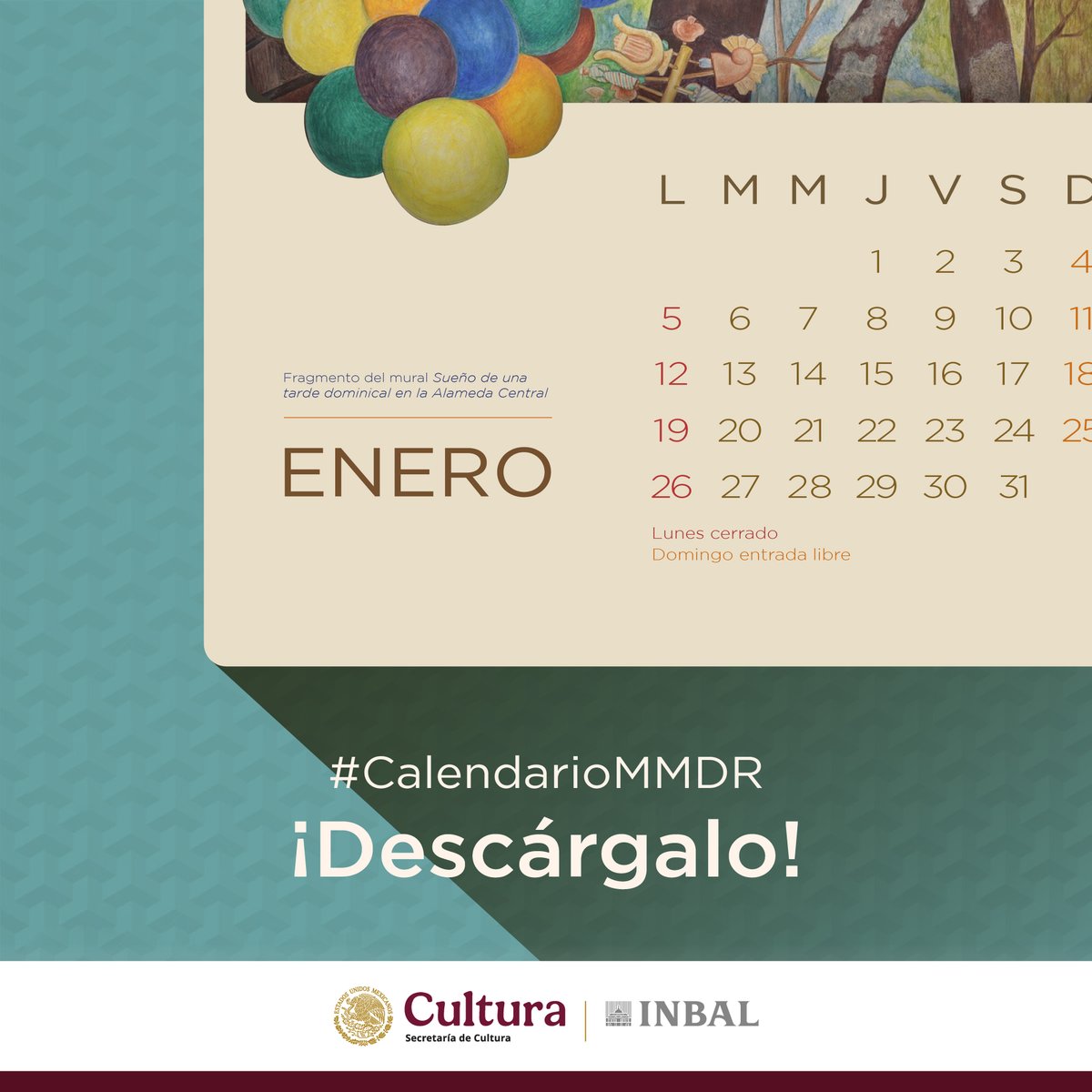 🌟¡No olvides descargar el calendario de enero 2026 para que lleves al #MMDR a tu casa!

Sale uno cada mes, ¡colecciónalos todos!

#CalendarioMMDR

🗓️2 0 2 6

 <a href="/bellasartesinba/">Instituto Nacional de Bellas Artes y Literatura</a> 
👇
facebook.com/photo.php?fbid…