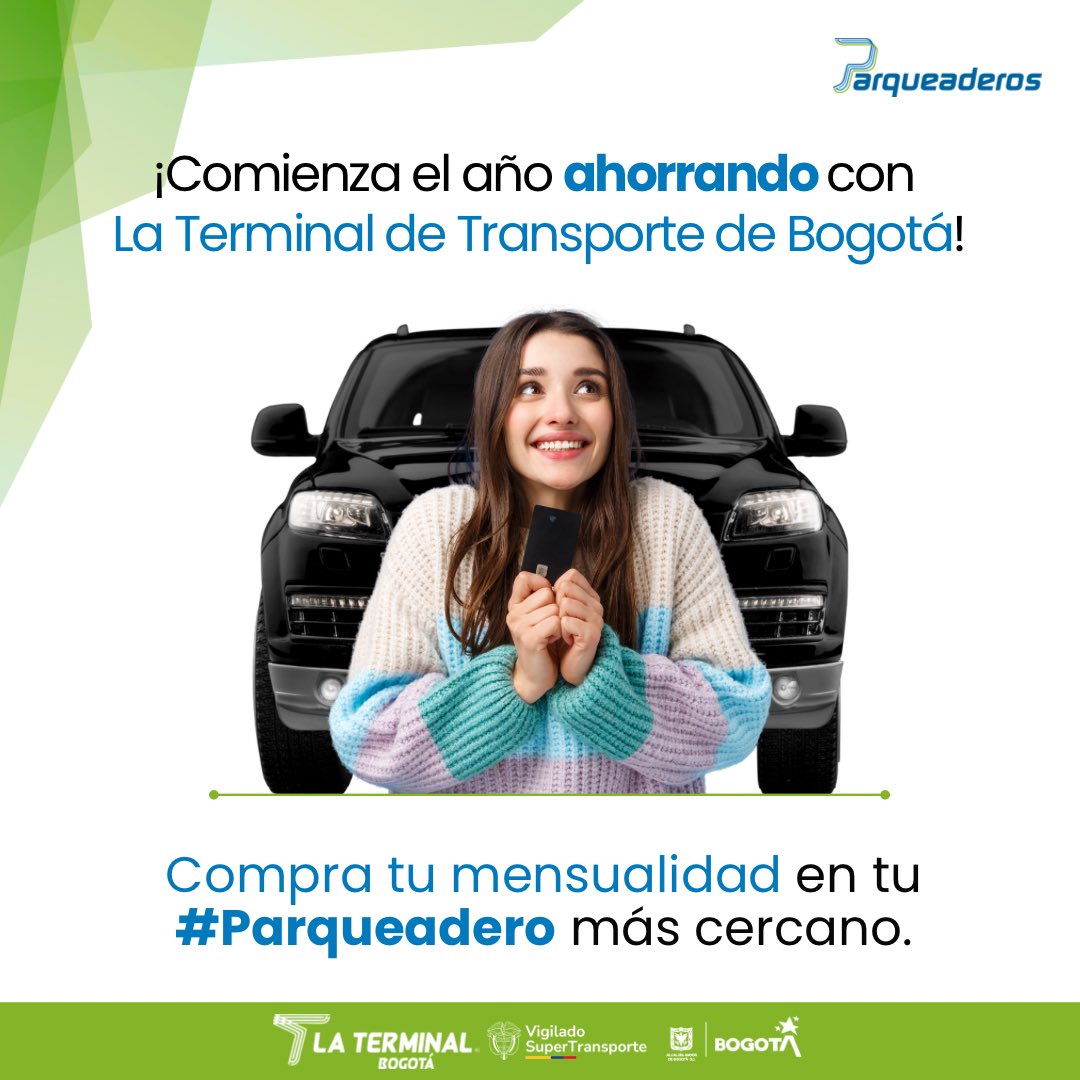 🚘¡Comienza el año ahorrando con La <a href="/TerminalBogota/">Terminal de Transporte de Bogotá</a>!

Compra la mensualidad en tu #Parqueadero más cercano y asegura un espacio cómodo y confiable

📍Conoce la ubicación aquí: google.com/maps/d/viewer?…

¡La movilidad segura y ordenada está junto a La Terminal más grande del país!🅿️