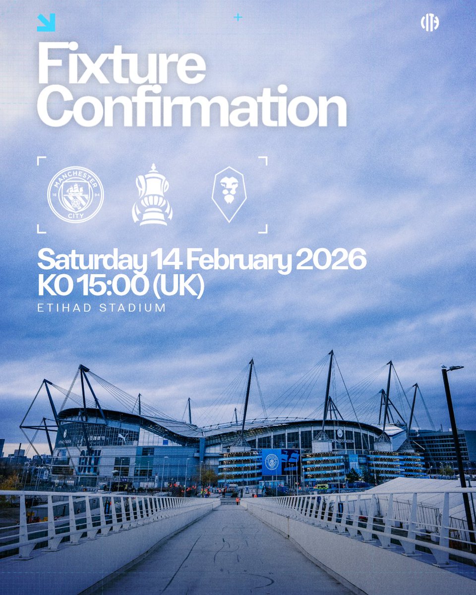 ManCity's tweet image. 🚨 FIXTURE CONFIRMATION 🚨

🆚 Salford City (H)
🏆 FA Cup
📆 Saturday 14 February
⏰ 15:00 (UK)