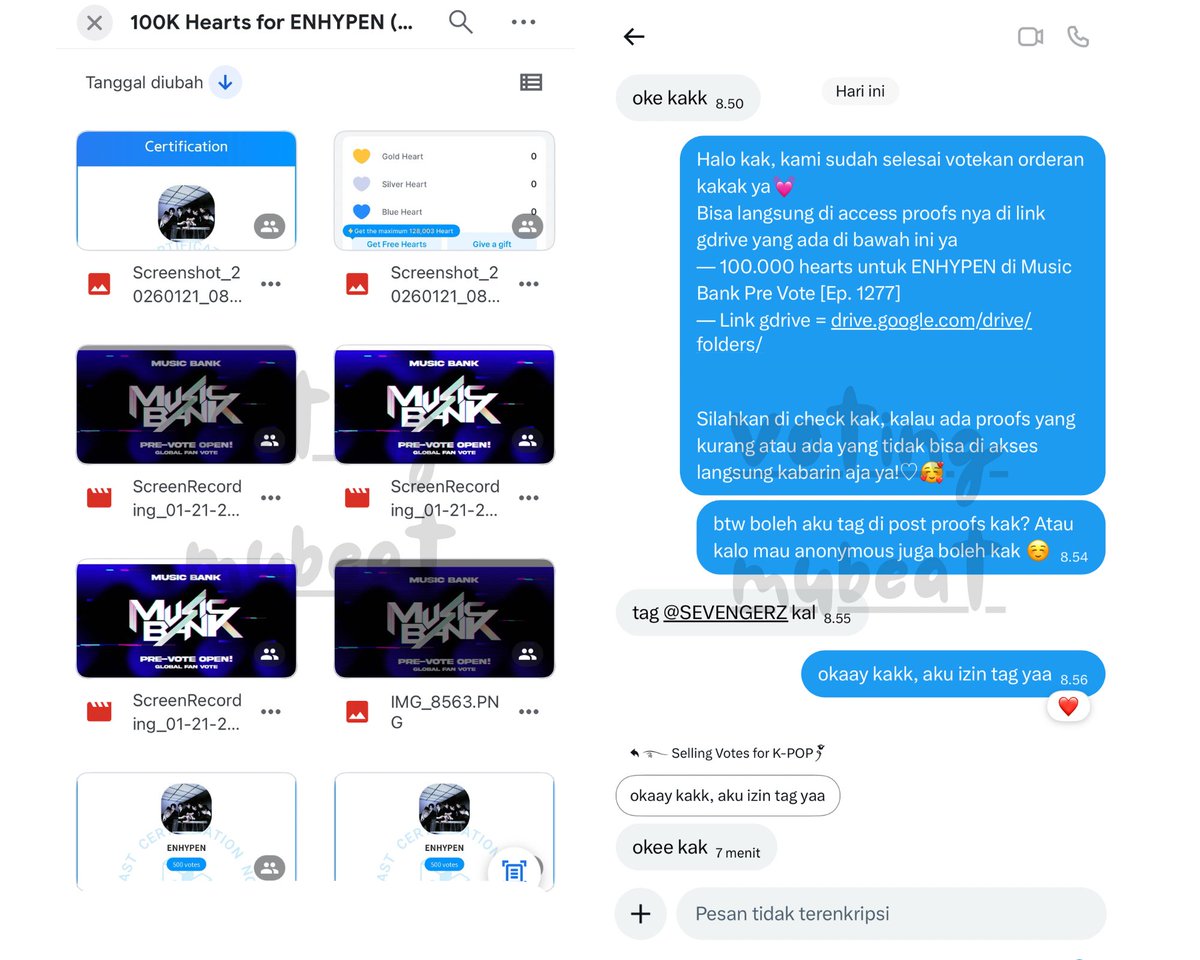 Sold 100.000 hearts votes for #ENHYPEN on KBS Music Bank Pre-Vote [EP.1277] ₊˚ෆ
Thank you <a href="/SEVENGERZ/">ENVENGERZ</a> for purchasing 🫶🏻🥰

#NatsProof🇮🇩