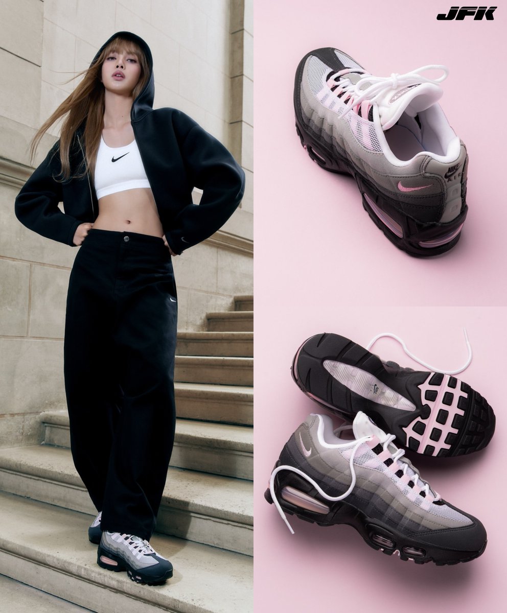 LISA wearing the Air Max 95 "Pink Foam" for her official announcement to Nike 🌸