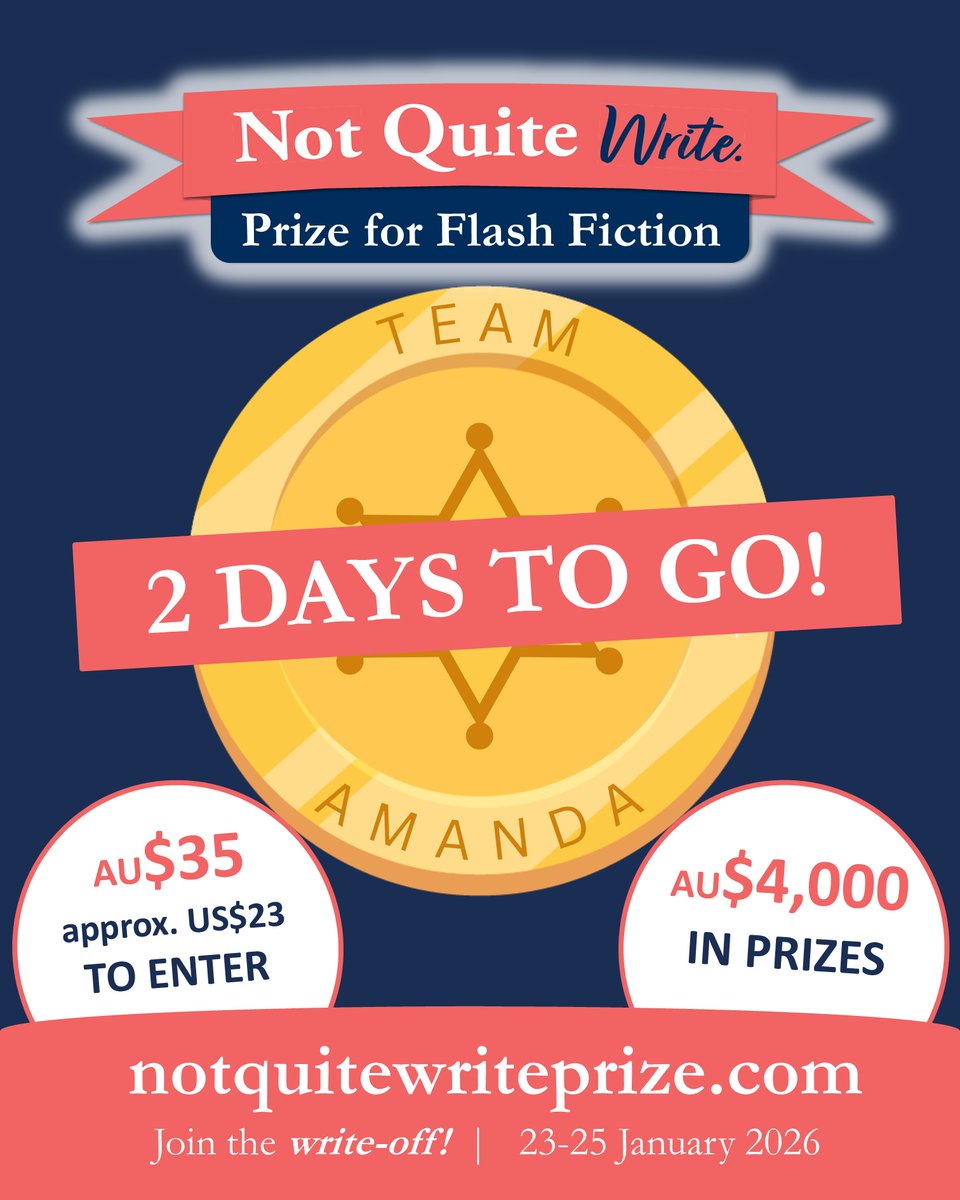 NQWpodcast's tweet photo. Just 2 days until the Not Quite Write Prize for Flash Fiction kicks off!

You could be just 500 words away from the top prize 🤩

And what is that...? It couldn't be...?

It's not...

A CLUE?!

If you haven't signed up yet, there's still time! Hit our website for all the details. https://t.co/oFmSLH01kg
