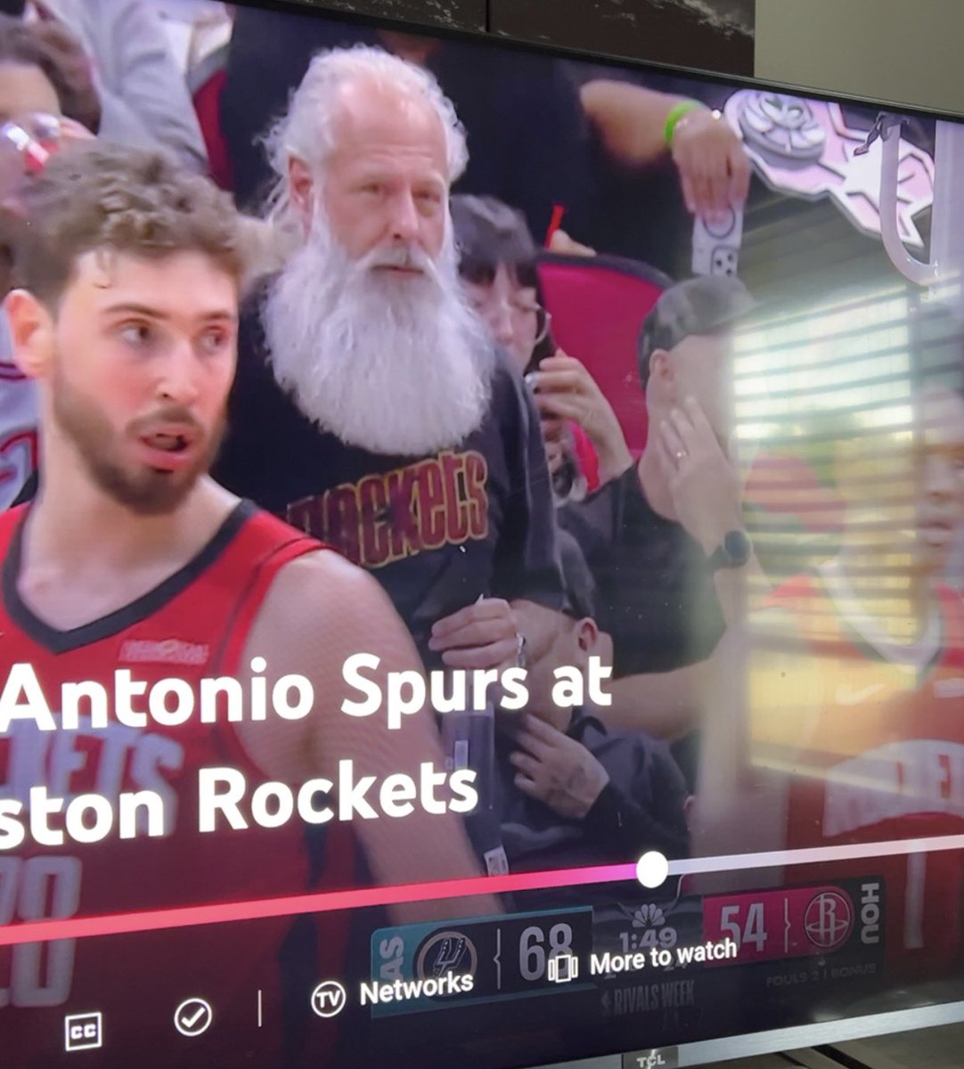 Gandalf spotted baseline at the Rockets/Spurs game