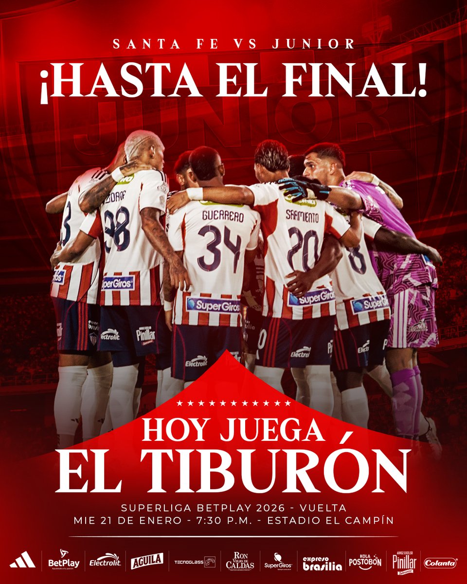 JuniorClubSA's tweet image. 🔥🦈 ¡HOY JUEGA EL TIBURÓN!
¡VAMOS POR UN NUEVO TÍTULO!

#VamosJunior
