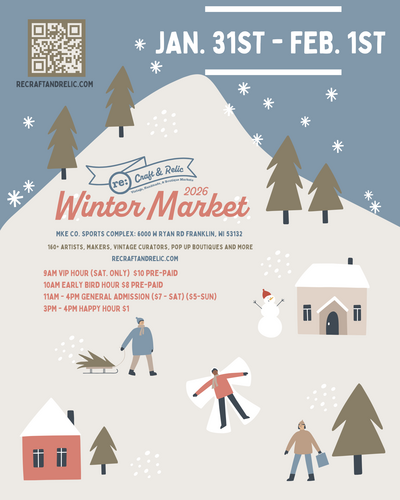 Planning a trip to Franklin soon? 🛍️ Add the re:Craft and Relic Winter Market to your schedule on Jan 31–Feb 1.

Check their website for info on vendors and tickets, and book your nearby stay with us today!

🔗 recraftandrelic.com/winter-market

#ShopLocal #WinterMarket #VisitMKE