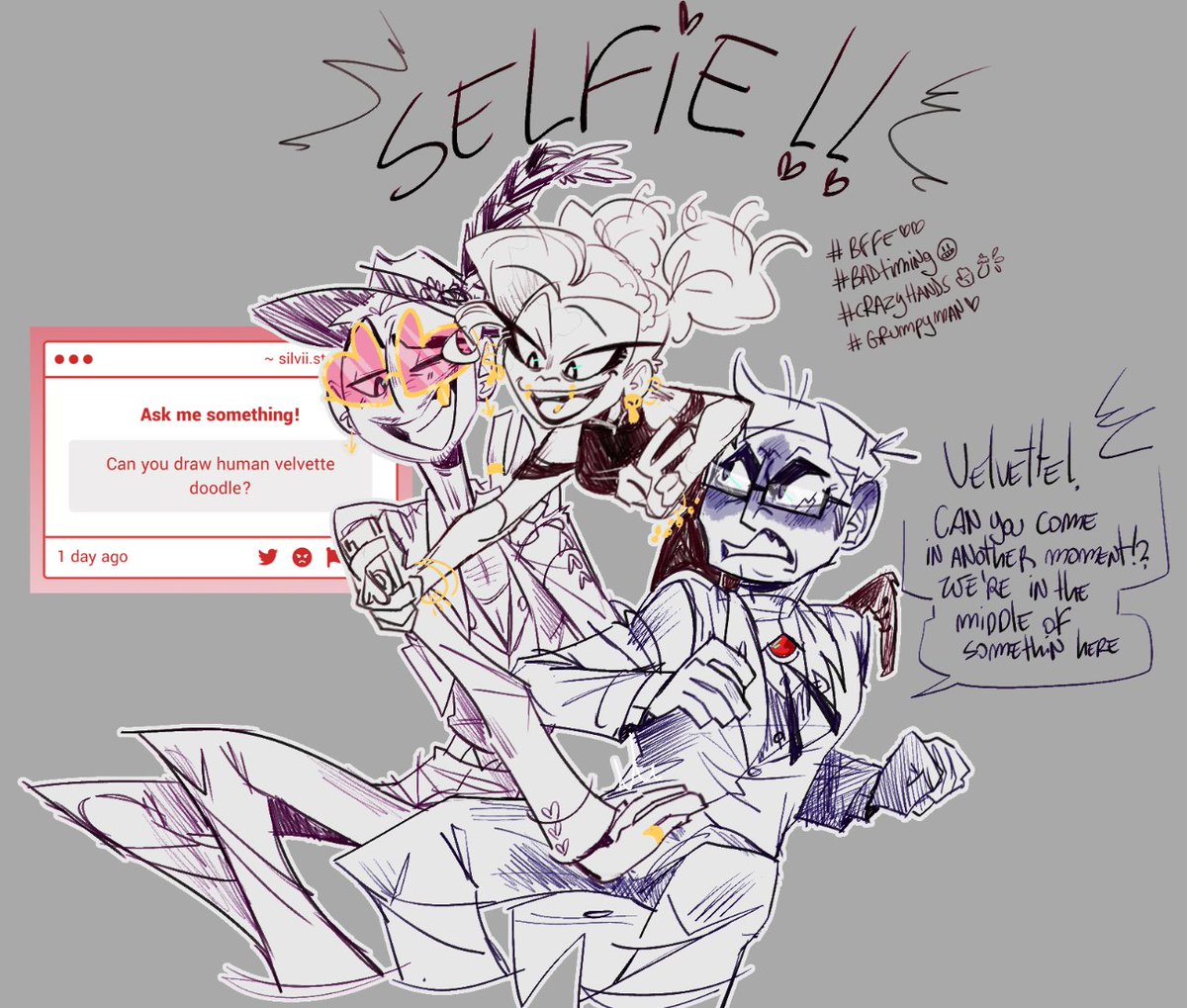 Working for you 😋✍️✍️✍️
#HazbinHotel #HazbinHotelFanart #HazbinHotelseason2 #HazbinHotelVox #HazbinHotelValentino #hazbinhotelvelvette #HazbinHotelVees #VoxVal #valvox #staticmoth