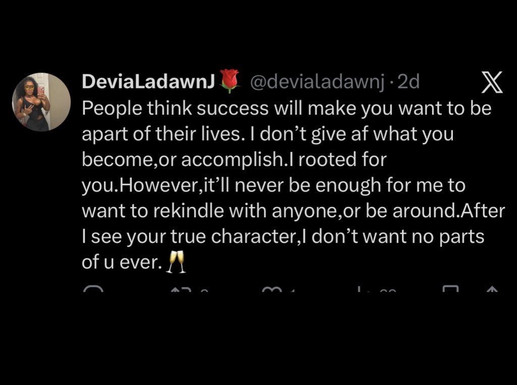 <a href="/Molayoo_/">Àshàké(not Ololade)❤️</a> Crazy I said something similar a few days ago!!! Real recognize real.. cause Idgaf what yoj accomplish,or post! Im still good on you!