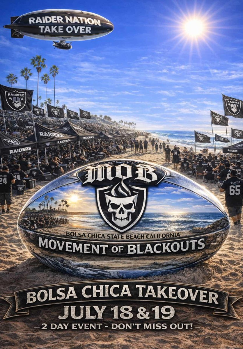 So nice, we're doing it twice.
See you all at the beach this summer! ☠️🏖️ #RaiderNationBolsaChica #RaiderNation <a href="/CityofHBPIO/">City of Huntington Beach</a> <a href="/HBSurfCityUSA/">Visit Huntington Beach, CA</a>
