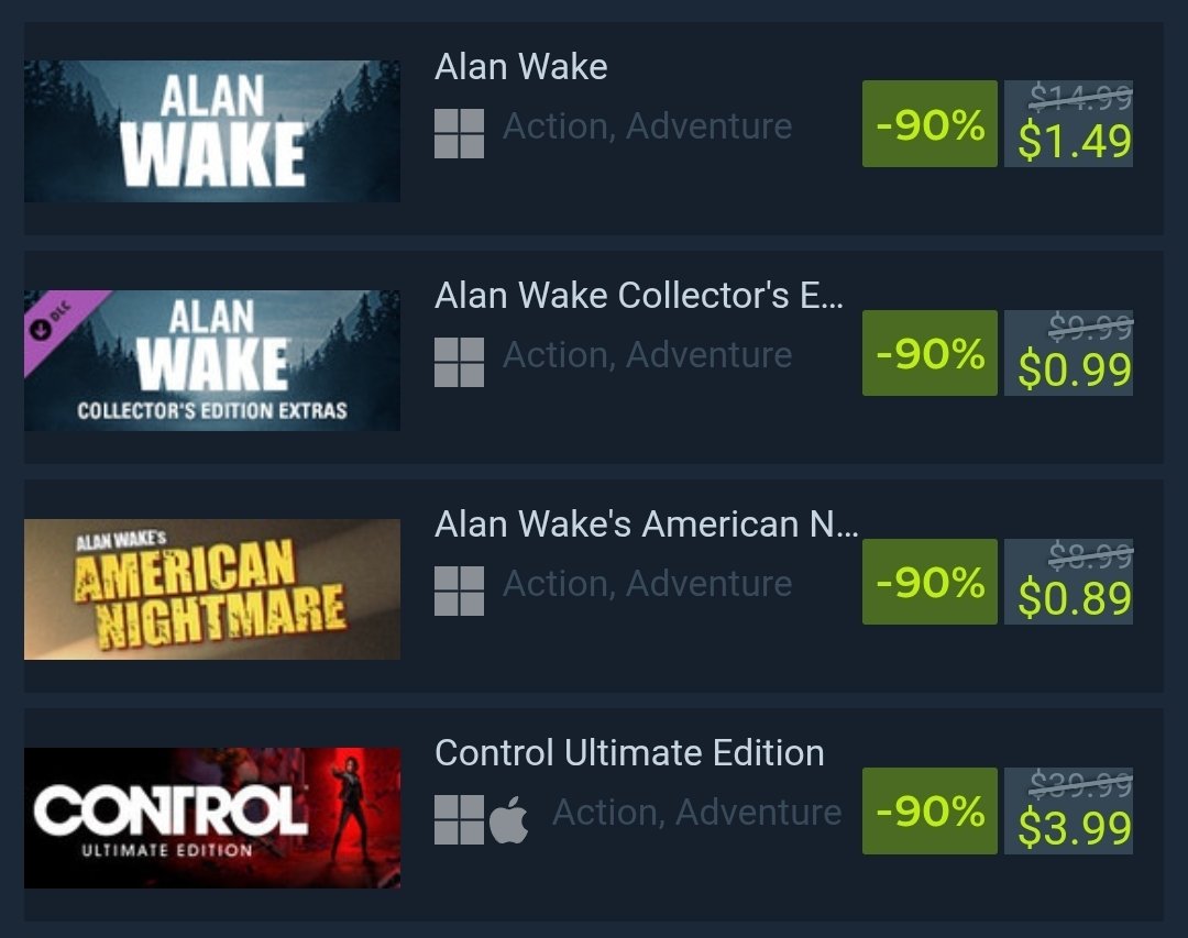 kalaelizabeth's tweet image. Alan Wake and Control are on sale for $6 for both games! The Remedyverse has some of the coolest lore, so now is the perfect time to jump in before Control Resonant later this year!