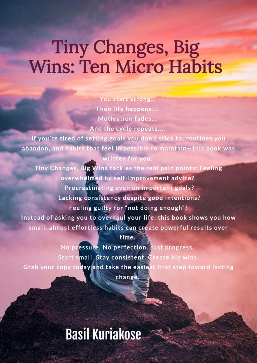 VirtualBookhub's tweet photo. Big goals fail.
Tiny habits stick.
That’s the secret. 📘
#TinyChangesBigWins #MicroHabits #HabitBuilding ##TinyChangesBigWins #MicroHabits #HabitBuilding #ConsistencyOverMotivation

link: https://t.co/XlCJ6c9YPh https://t.co/qt1FPTXO43