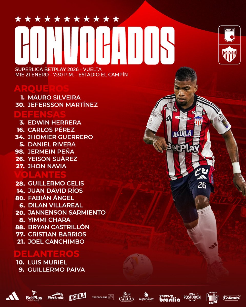 JuniorClubSA's tweet image. ¡CONVOCADOS! 🔥🦈 
#VamosJunior