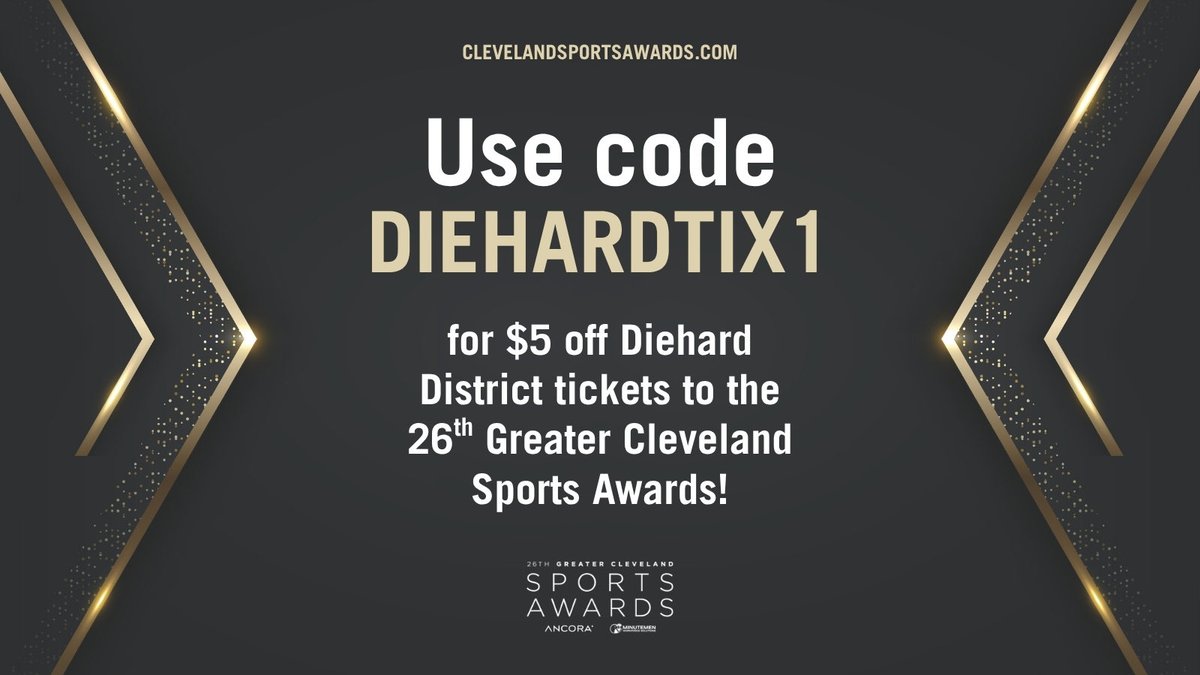 Don’t miss the biggest night in Cleveland sports! DieHard District Tickets are on sale now for $75 each. These tickets include $10 loaded value and access to the After Party presented by Westfield. Purchase tickets today: clevelandsportsawards.com.