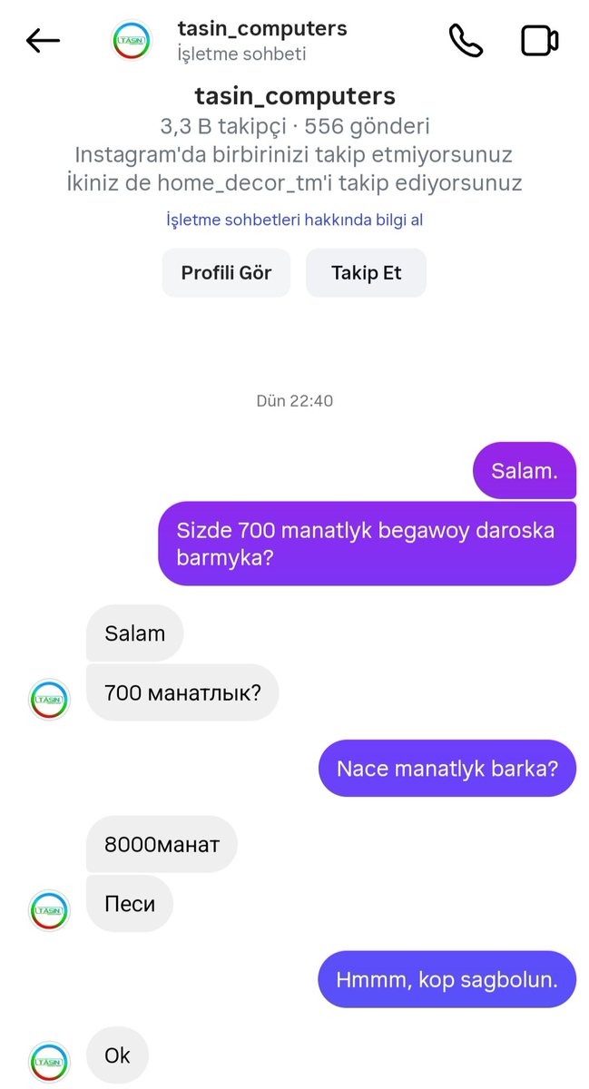 RSahetmammedov's tweet photo. @shagylyjov @atashtkm Sen aýtma. 700 diýdi welin, "aý edil 700 usd beren däldurläý" diýip instagramda ýörite Mary Täsin kompuýuteri tapyp, ýazdyma. Olaram diýendir üatümizden güljek bolýarmyka diýip. Ýa Ataş agam jomart ýada biz gysyk:) https://t.co/1ZystYYnRb