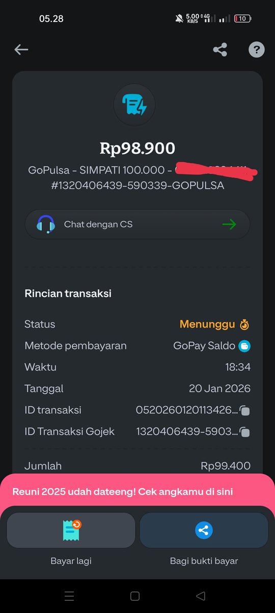 thenextzth's tweet photo. @gojekindonesia Ini gimana min , pending mulu , di refund aja lah min , saya beli pulsa 100 k buat keperluan , saya selalu beli pake harga normal , beli 100k bayar 100 k lebih , gak usah pasang diskon segala lah kalo pending sampe setengah hari , gak efisien banget @gojekindonesia https://t.co/jbHmsIiv4P