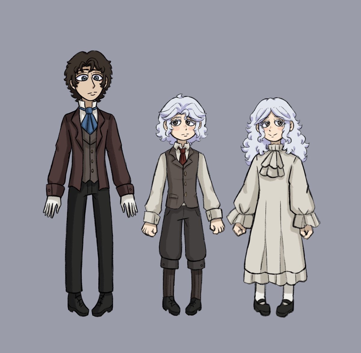 juketeus's tweet image. I made my own design of #orphrick fan kids. Oldest name is Raven and twins Lark and Robin.