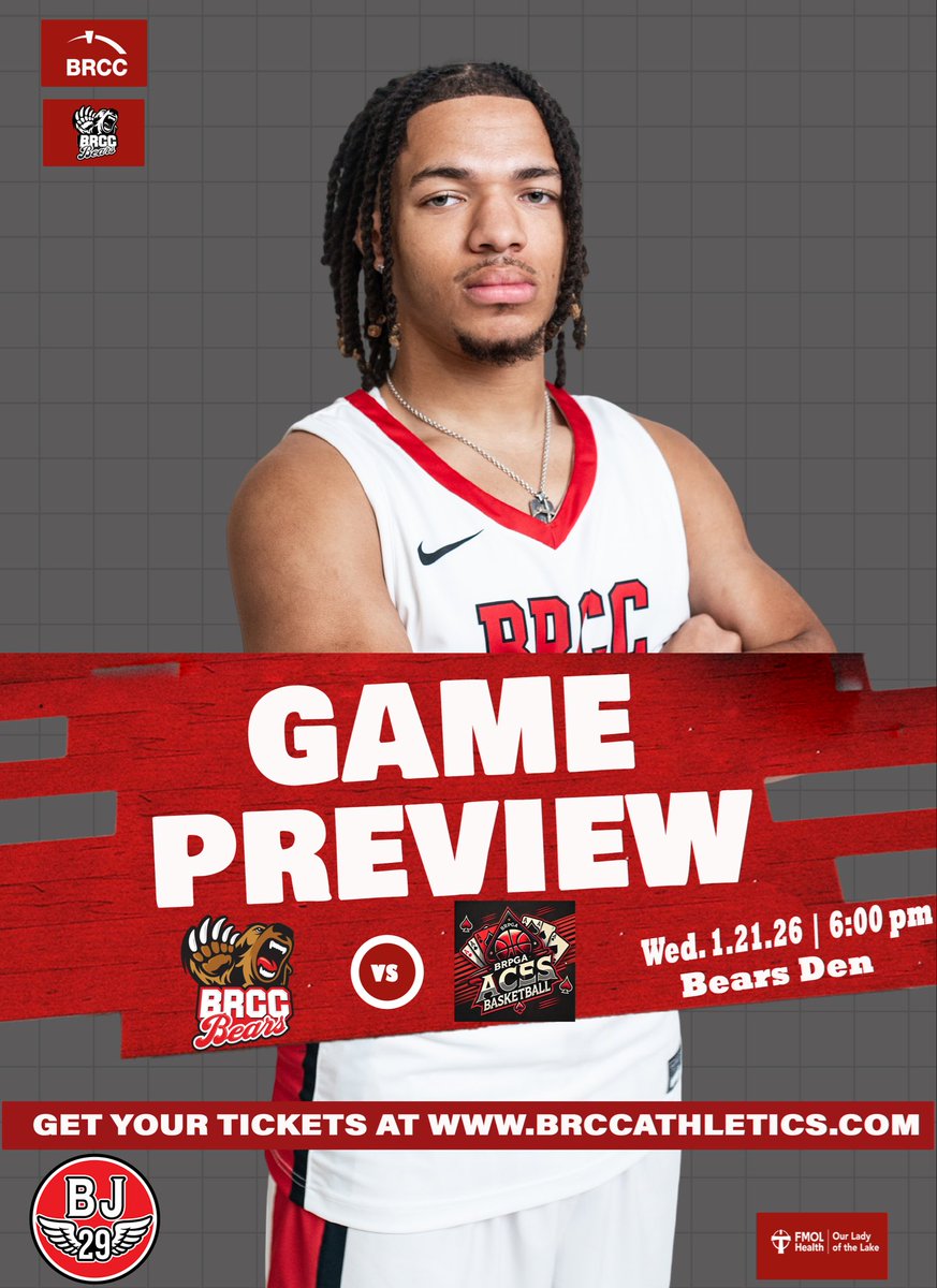 BRCCMensBBall's tweet photo. This Wednesday, January 21, the Bears continue their non-conference schedule with a game against the Baton Rouge Post Grad, held at the Bonne Sante Wellness Center. Tip-off is at 6 pm in the Bears Den; let's pack the stands and cheer on our Bears!

https://t.co/jdmiLDTbTE

#bj29 https://t.co/uWsUbzGSP8