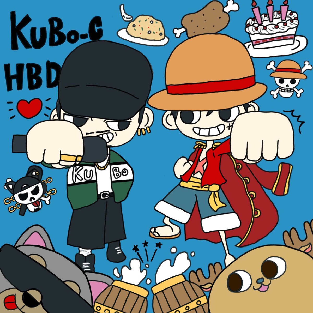 くぼさんお誕生日おめでとうございます🎉
先日のストーリーでワンピ好きなの？って思ったのでフィギュア風？にルフィ描いてみた。まだそこまで好きちゃうとかだったらごめんなさい🙏笑
我らの兄貴！ずっとかっこいい存在！
素敵な一年になりますように✨
<a href="/KUBOC_OFFICIAL/">KUBO-C</a> 
#DOBERMANINFINTY  #kubo_c
