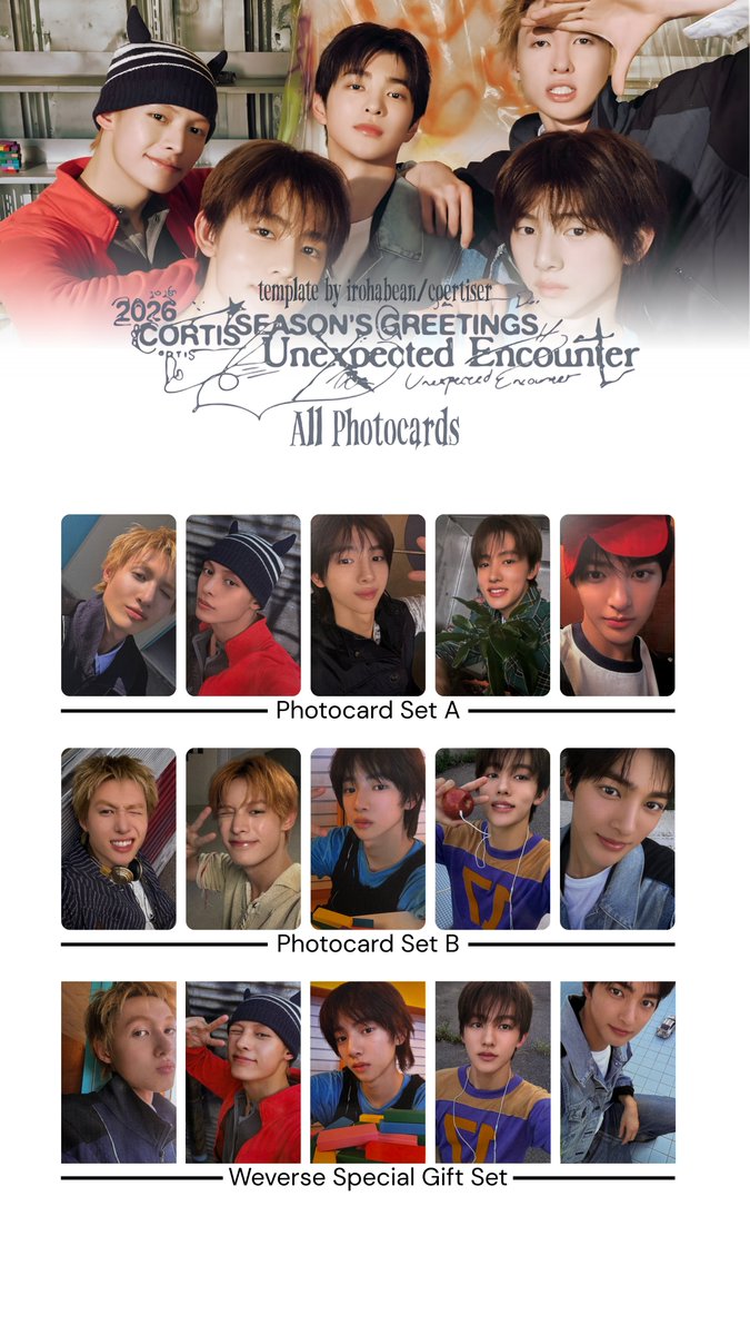 coertiser's tweet image. cortis template | wishlist    
- 2026 Season's Greetings 
 
For HD download: drive.google.com/drive/folders/…

#CORTIS #MARTIN #마틴 #JAMES #제임스 #JUHOON #주훈 #SEONGHYEON #성현 #KEONHO #건호 pc photocard
