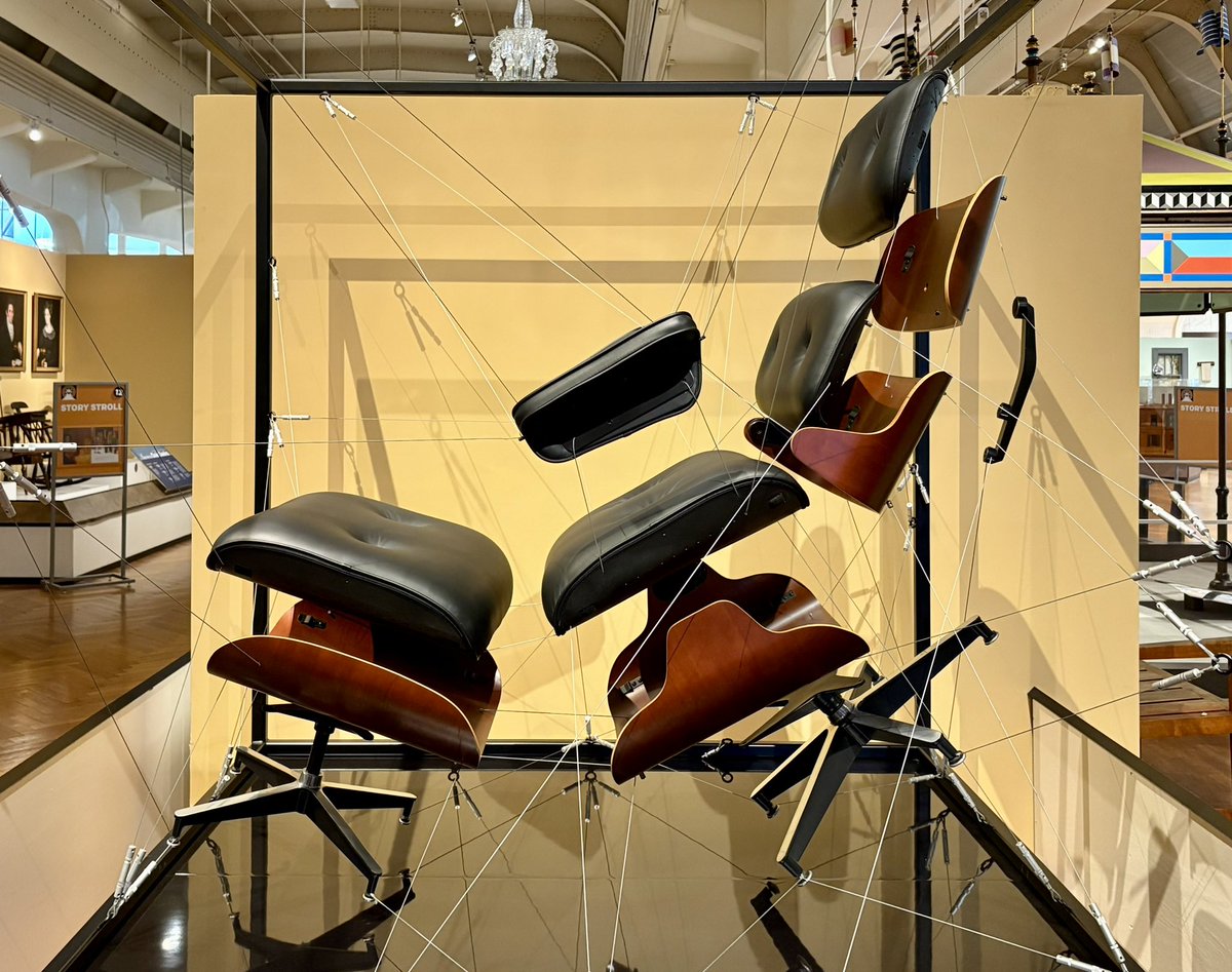 JoshLipnik's tweet image. An exploded Eames Lounge Chair at the Henry Ford Museum of American Innovation in Dearborn, MI