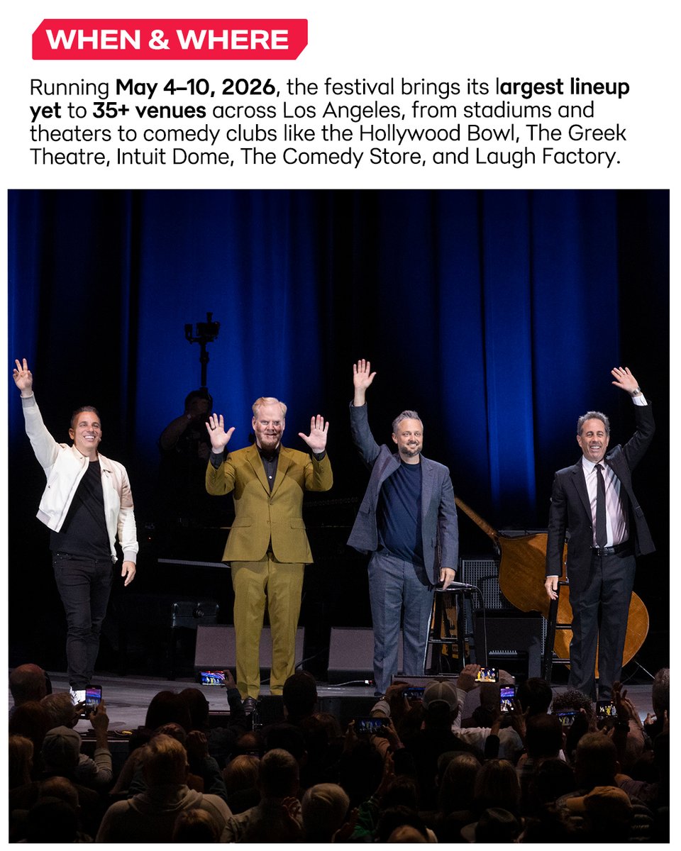 LiveNation's tweet image. Back and bigger than ever. @NetflixIsAJoke returns to take over LA May 4–10.
Get in on the joke 🎟️ Tickets on sale Friday, January 23 at 10AM PT.