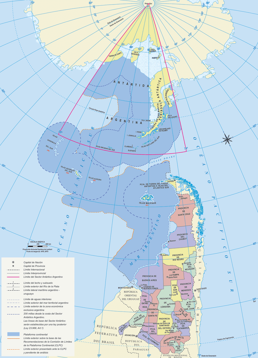 Official map of Argentina.