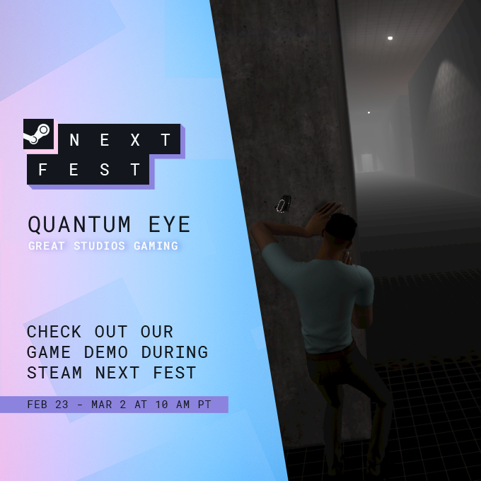 GSGUpdates's tweet photo. HAPPY 4 YEARS TO US! time to announce that #QuantumEyeVR is now set to release a demo at the #steamnextfest on Feburary 23! get ready... https://t.co/FxU58BnJqu