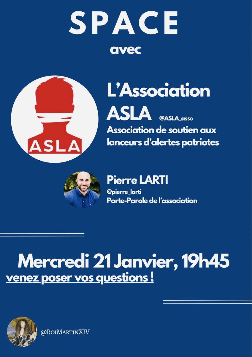 Mercredi <a href="/pierre_larti/">Pierre Larti</a>  porte-parole de <a href="/ASLA_asso/">ASLA</a> est mon invité. x.com/i/spaces/1LyxB…