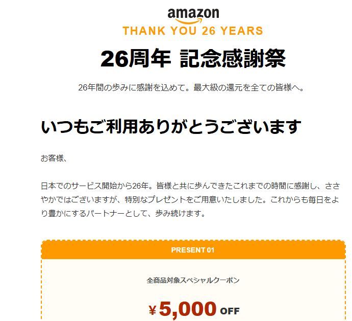 どうやらAmazonの26周年記念感謝祭の詐欺メールに、だまされてしまった