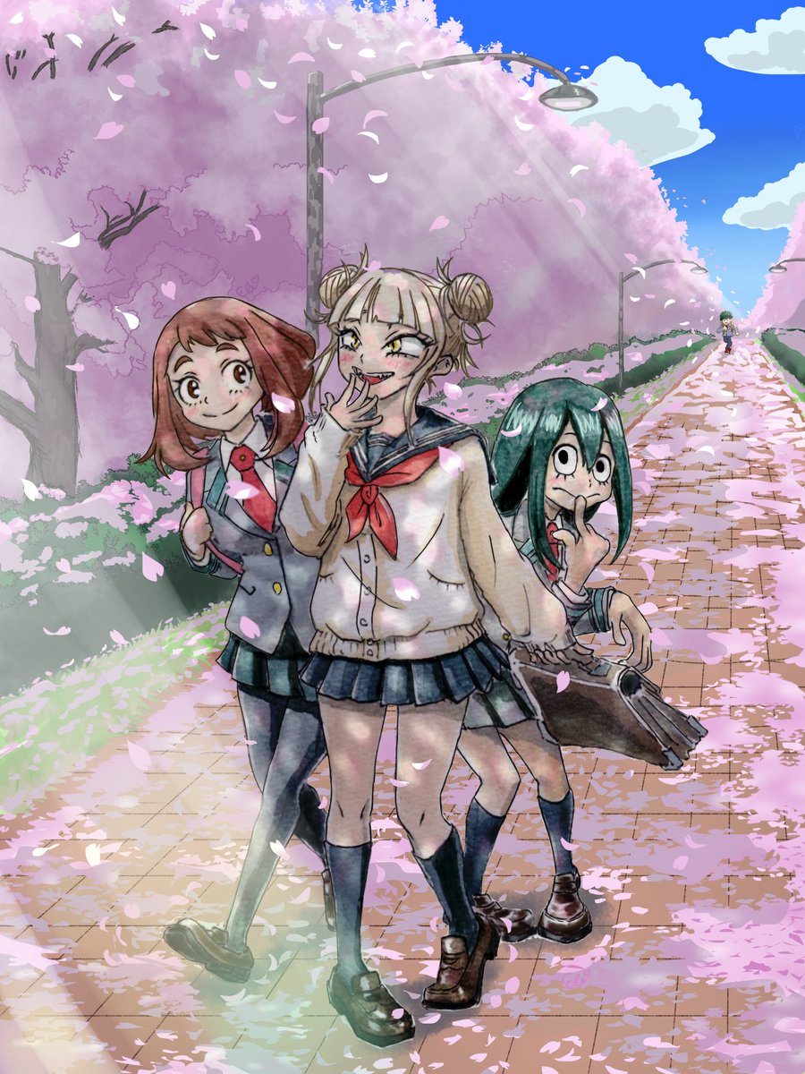 Erefunt_art's tweet photo. 転校生が来た！！という世界線

トガヒミコ🌸の恋バナを聞いてる
おちゃこちゃんと梅雨ちゃん💓

後ろには、、💓

梅雨ちゃんも『ヒミコちゃん』って言ってたの熱いんだよなぁ

妄想でアナログとデジタルで描きました

#fanart　#ヒロアカ　#MyHeroAcademia https://t.co/sIbxuYQvwb