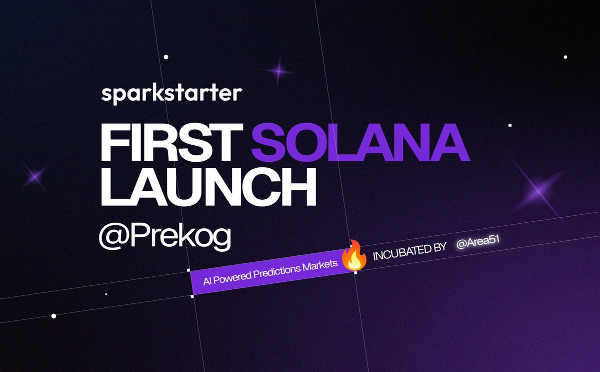 sparkstarter_io's tweet photo. Kicking off the year strong 🚀

Our first Solana launch is officially deployed.

Introducing Prekog 
AI powered prediction markets, incubated by Area51.
@prekog_ai

Professional grade prediction market intelligence, built for everyday traders.

CA: 3K25dDw1WLHcc2gutPxVoTuLco3qEsw9dhApFA5WadVK

Launching soon.