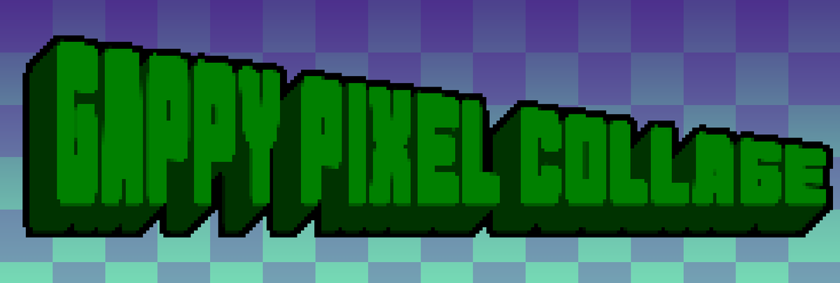 GappyGame's tweet photo. 🟩Gappy Pixel Collage!👾

I'm reaching out to all the Gappy-heads of the world to unleash your creativity!🎨

Make &amp; Send your Gappy sprites either through DMs on here or in the Gappy Discord server! (Link in Bio!) 📬

Cut-off date for submissions is the 27th!🗓️

Have fun! 💚 https://t.co/x6EhPnsPLb