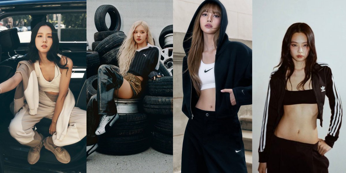 BLACKPINKBRASIL's tweet image. Alo        Puma          Nike       Adidas