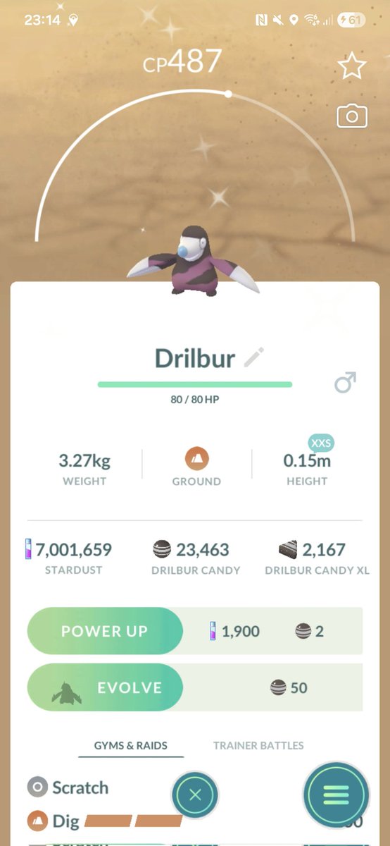 Tiny shiny gotcha catch! I also needed this one for living dex😁. Now do I evolve the tiny or normal size one🤔?