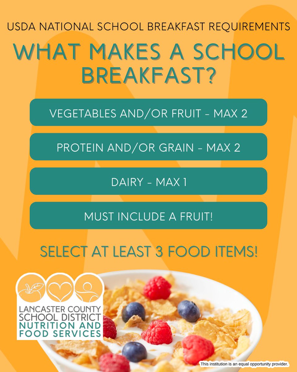 A complete school breakfast includes at least 3 items, and one must be a fruit! It’s the perfect combo to keep students energized and focused. 🍎🌟

<a href="/LancasterCSD_SC/">Lancaster County School District</a> #LancasterSC #LancasterSouthCarolina #Lancaster #SCschools #LancasterCounty