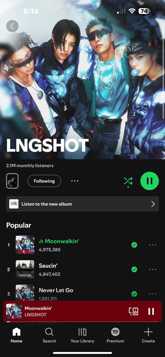 lngshotarchive's tweet image. UPDATE: LNGSHOT HAS HIT 9.01 MILLION LISTENERS ON YOUTUBE MUSIC AND 2.1 MILLION LISTENERS ON SPOTIFY WITH 8.4 MILLION PLAYS ON SAUCIN 🩸 AND 9.6 MILLION PLAYS ON MOONWALKIN’ 🌖