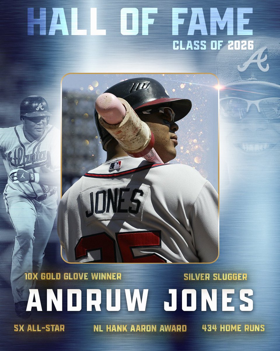 MLBPA's tweet image. Cooperstown bound. Andruw Jones is officially a @baseballhall of Famer!