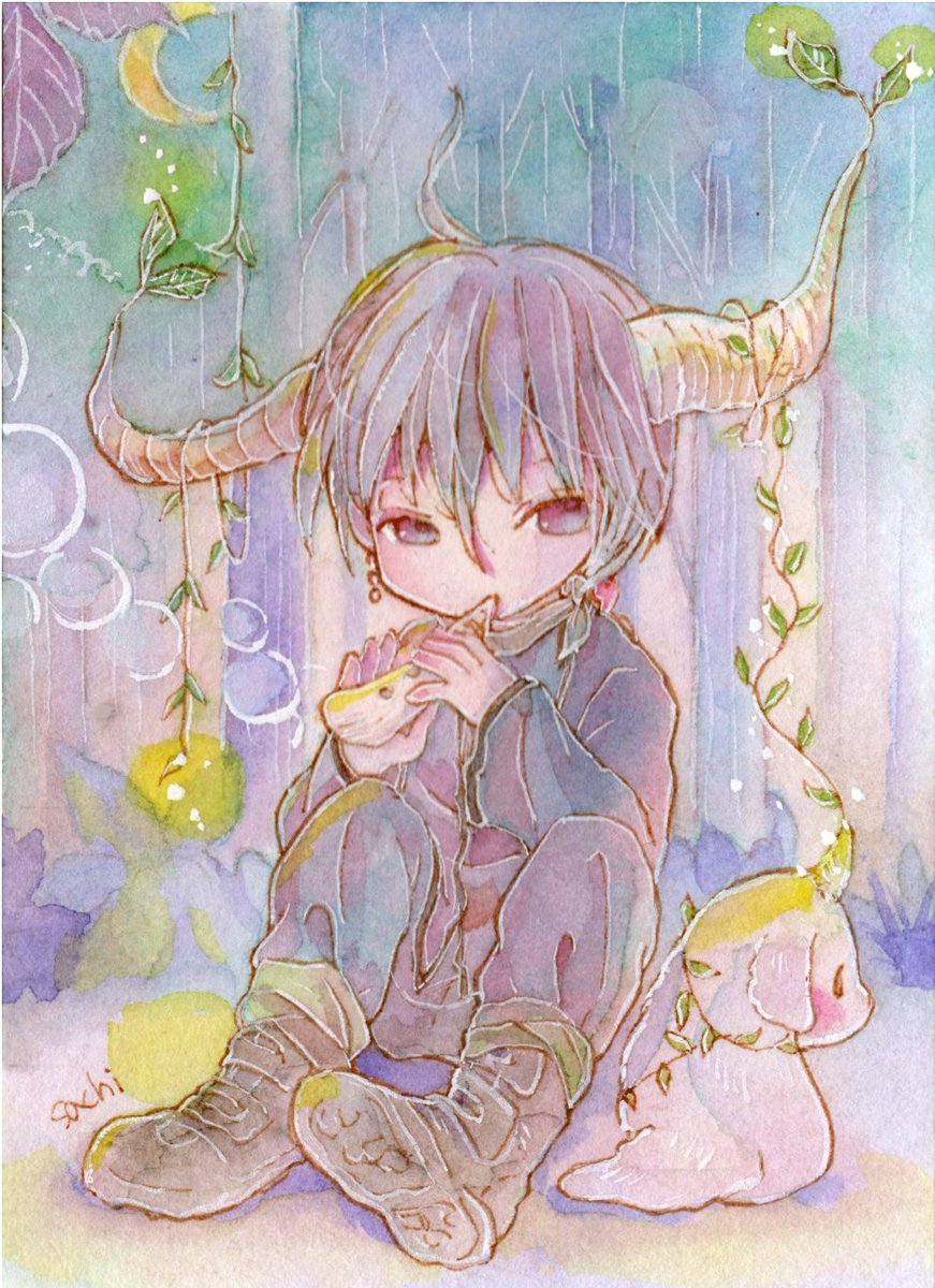 おはようございます

 #角好き鬼イラスト2026

森の奥にすむ住人