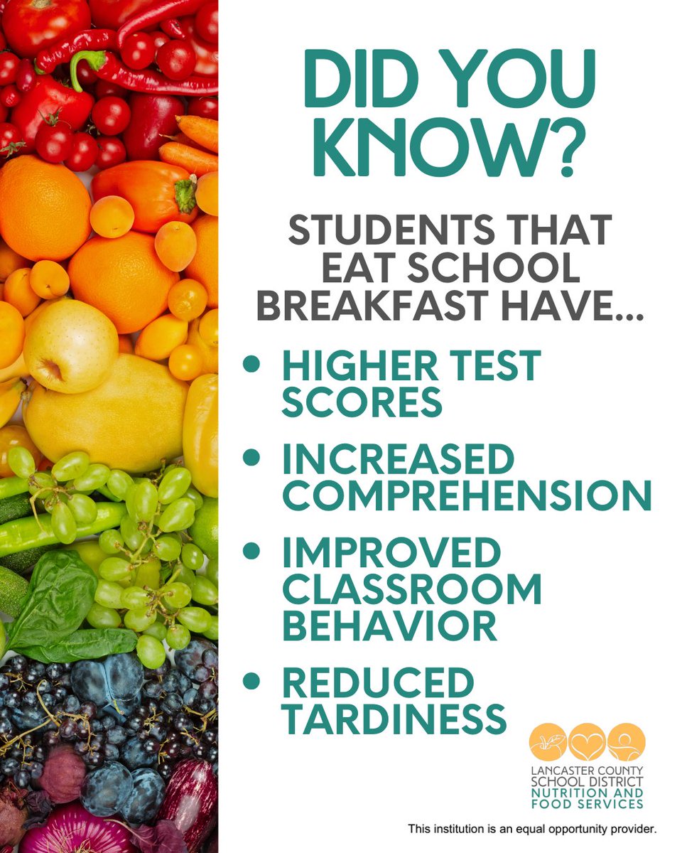 Did you know? Breakfast is the secret to a healthy start!💪🍳

<a href="/LancasterCSD_SC/">Lancaster County School District</a> #LancasterSC #LancasterSouthCarolina #Lancaster #SCschools #LancasterCounty