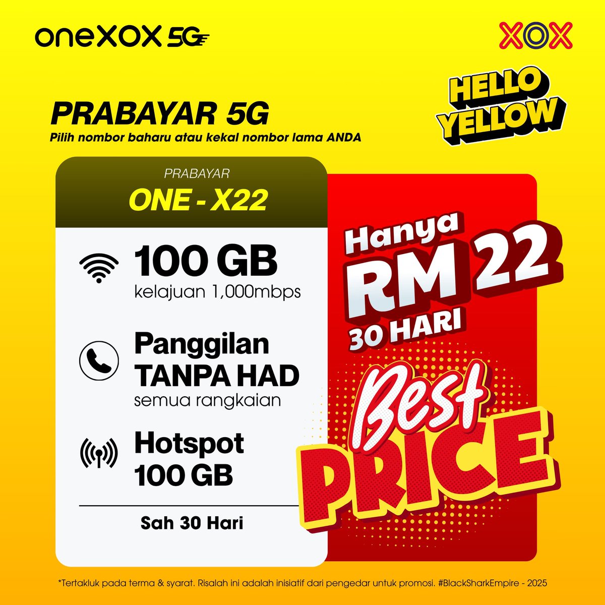 OlSpek's tweet photo. 📱✨ Pelan Prabayar 5G Termurah &amp; Paling Berbaloi di Malaysia!

Nak internet laju gila, panggilan tanpa had, dan hotspot besar tapi bajet ciput?

Pelan OneXOX 5G – ONE-X22 memang untuk anda! 🔥
Daftar on9 sini : https://t.co/TwLpv8f5F8 https://t.co/62FgbwtXcM