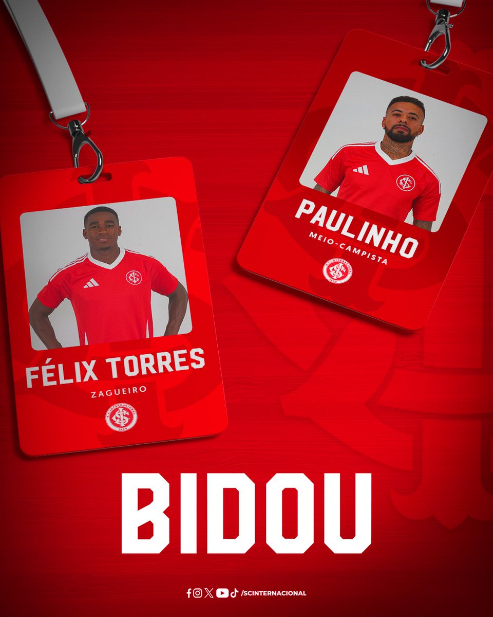 SCInternacional's tweet image. REFORÇOS 𝐍𝐎 𝐁𝐈𝐃! 📋✔️

Anunciados, apresentados, integrados à rotina de trabalhos e, agora, regularizados: Félix Torres e Paulinho já estão liberados para estrear com a camisa vermelha! 🇦🇹👊