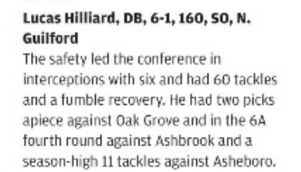 L20Hilliard's tweet image. Blessed to be named 2nd team all area for my sophomore season!!!