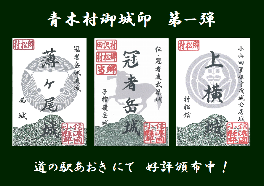 青木村「御城印」好評頒布中です！ 第一弾(三種)は #道の駅あおき にて