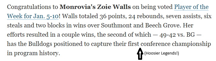 MonroviaSports's tweet image. Congratulations @ZoieWalls2028 on being named the @indystar Girls' Basketball player of the week for last week!