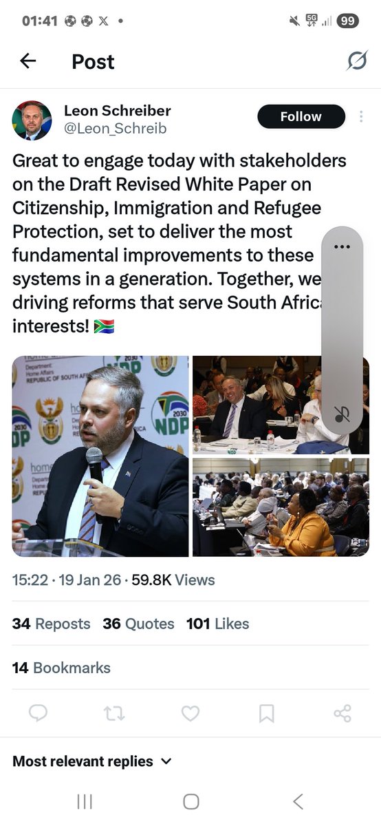 DelaKufaPatriot's tweet photo. He Blocked me. Thats why the engagement was great. @HomeAffairsSA 

I wanted to Ask Leon Schreiber the Following Questions,

Section 44 of the Immigration Act says that a Foreigner presenting at a Public facility has to be verified, if he proves illegal they must be arrested immediately. Why is this not happening at Public Facilities like Schools Hospitals etc. Why dont we find biometric Screening Devices at Public Facilities?

Section 39 of the Immigration Act makes it criminal for anyone to provide learning to an illegal foreigner, how is this section going yo be Enforced if there is no mechanisms at Public Facilities to check the status of Foreigners. 

Section 49 says its is Criminal to come to South Africa without documents Why is that Foreign. Children are allowed at School in an  undocumented state? The Bela Act says that Undocumented Foreigners are not allowed at school, section 1 (n) (b).

@Our_DA Leon Schreiber has blocked me because he will not answer any of my questions. In fact the man does not present himself for questioning at Media platforms like radio TV etc. Because hes not a man for the people of South Africa.

Sikhathele

@SAPoliceService