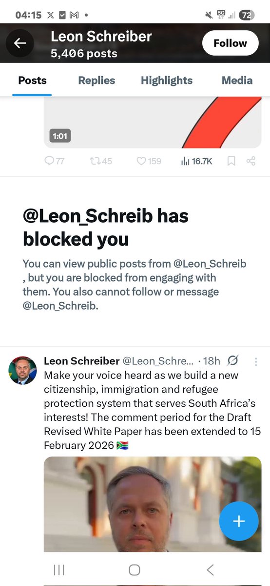 He Blocked me. Thats why the engagement was great. <a href="/HomeAffairsSA/">HomeAffairsSA 🇿🇦</a> 

I wanted to Ask Leon Schreiber the Following Questions,

Section 44 of the Immigration Act says that a Foreigner presenting at a Public facility has to be verified, if he proves illegal they must be arrested